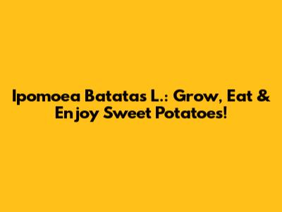 Ipomoea Batatas L.: Grow, Eat & Enjoy Sweet Potatoes!