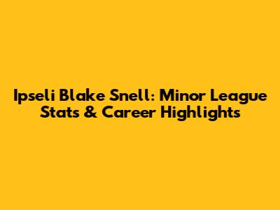 Ipseli Blake Snell: Minor League Stats & Career Highlights