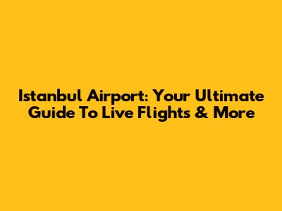 Istanbul Airport: Your Ultimate Guide To Live Flights & More