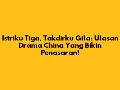 Istriku Tiga, Takdirku Gila: Ulasan Drama China Yang Bikin Penasaran!