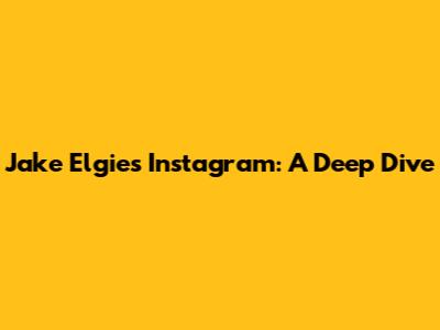 Jake Elgie's Instagram: A Deep Dive