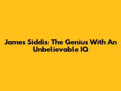 James Siddis: The Genius With An Unbelievable IQ