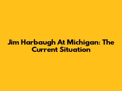 Jim Harbaugh At Michigan: The Current Situation
