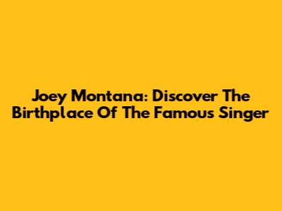 Joey Montana: Discover The Birthplace Of The Famous Singer
