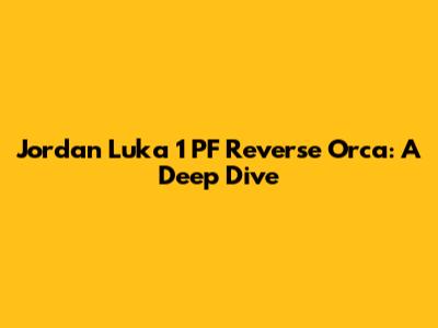 Jordan Luka 1 PF Reverse Orca: A Deep Dive