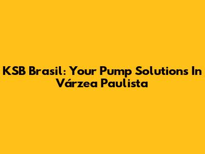 KSB Brasil: Your Pump Solutions In Várzea Paulista