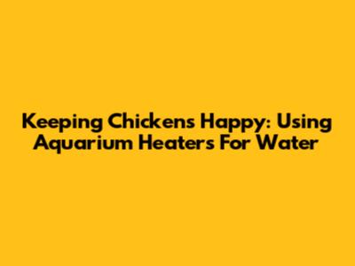 Keeping Chickens Happy: Using Aquarium Heaters For Water