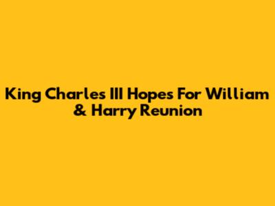 King Charles III Hopes For William & Harry Reunion