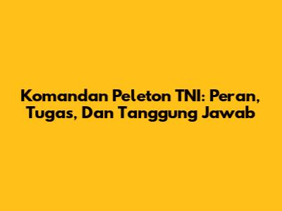 Komandan Peleton TNI: Peran, Tugas, Dan Tanggung Jawab