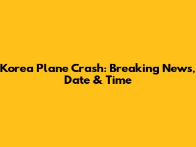 Korea Plane Crash: Breaking News, Date & Time
