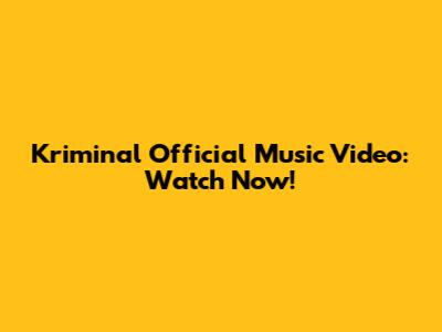 Kriminal Official Music Video: Watch Now!