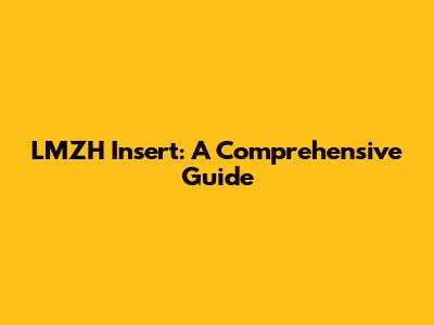 LMZH Insert: A Comprehensive Guide