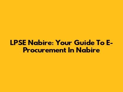 LPSE Nabire: Your Guide To E-Procurement In Nabire