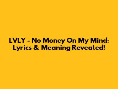 LVLY - No Money On My Mind: Lyrics & Meaning Revealed!