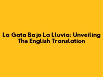 La Gata Bajo La Lluvia: Unveiling The English Translation