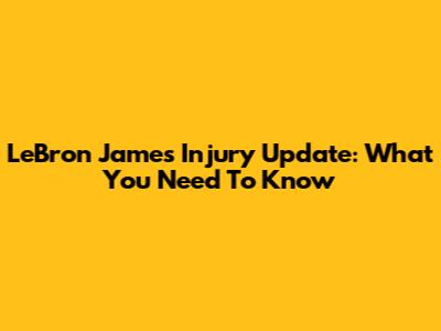 LeBron James Injury Update: What You Need To Know