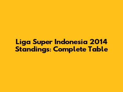 Liga Super Indonesia 2014 Standings: Complete Table