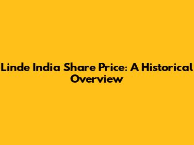 Linde India Share Price: A Historical Overview