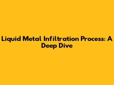 Liquid Metal Infiltration Process: A Deep Dive
