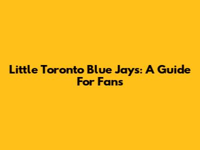 Little Toronto Blue Jays: A Guide For Fans