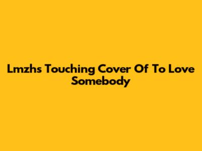 Lmzh's Touching Cover Of To Love Somebody