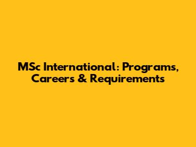 MSc International: Programs, Careers & Requirements