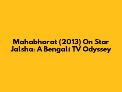 Mahabharat (2013) On Star Jalsha: A Bengali TV Odyssey