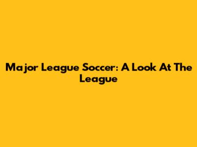 Major League Soccer: A Look At The League