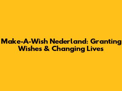 Make-A-Wish Nederland: Granting Wishes & Changing Lives