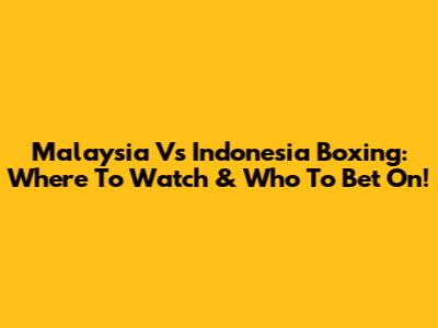 Malaysia Vs Indonesia Boxing: Where To Watch & Who To Bet On!