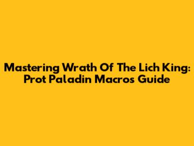 Mastering Wrath Of The Lich King: Prot Paladin Macros Guide