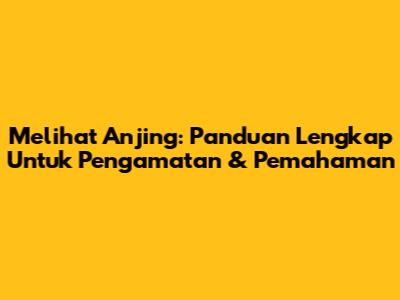 Melihat Anjing: Panduan Lengkap Untuk Pengamatan & Pemahaman