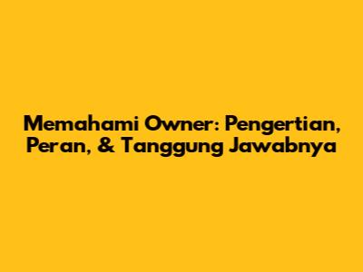 Memahami Owner: Pengertian, Peran, & Tanggung Jawabnya