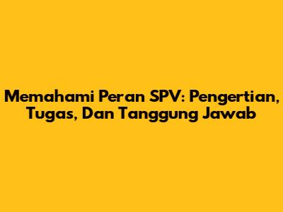Memahami Peran SPV: Pengertian, Tugas, Dan Tanggung Jawab