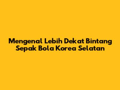 Mengenal Lebih Dekat Bintang Sepak Bola Korea Selatan