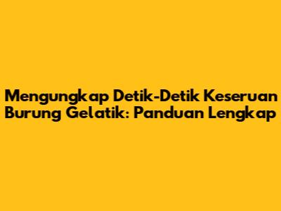 Mengungkap Detik-Detik Keseruan Burung Gelatik: Panduan Lengkap