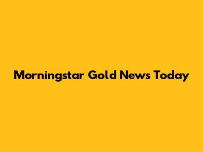 Morningstar Gold News Today