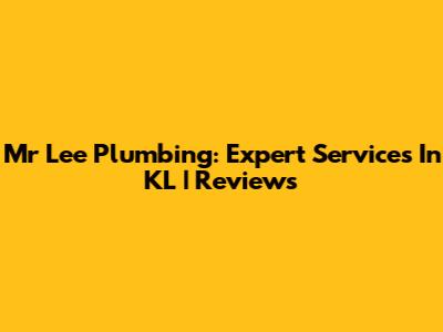 Mr Lee Plumbing: Expert Services In KL | Reviews