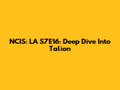 NCIS: LA S7E16: Deep Dive Into "Talion"