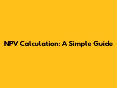 NPV Calculation: A Simple Guide