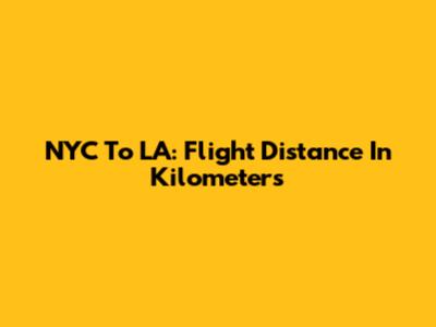 NYC To LA: Flight Distance In Kilometers
