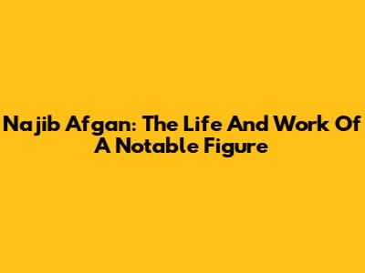Najib Afgan: The Life And Work Of A Notable Figure