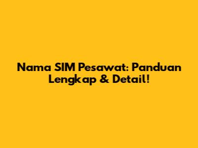 Nama SIM Pesawat: Panduan Lengkap & Detail!