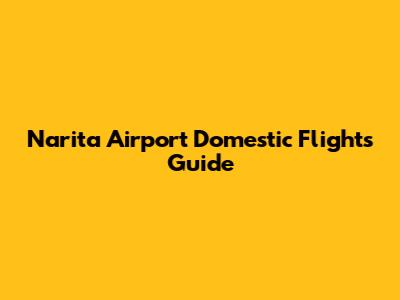 Narita Airport Domestic Flights Guide