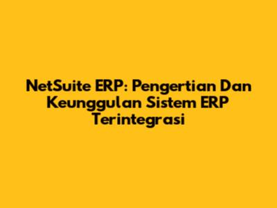 NetSuite ERP: Pengertian Dan Keunggulan Sistem ERP Terintegrasi