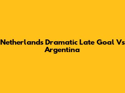 Netherlands' Dramatic Late Goal Vs Argentina