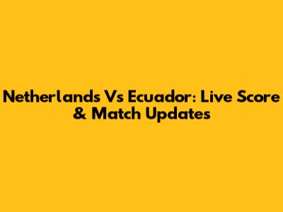 Netherlands Vs Ecuador: Live Score & Match Updates
