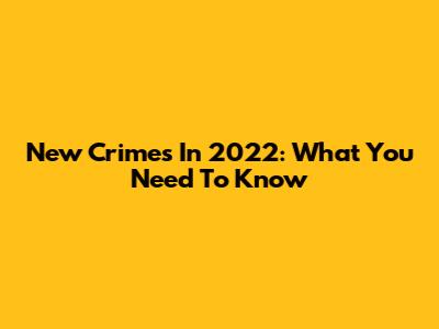 New Crimes In 2022: What You Need To Know
