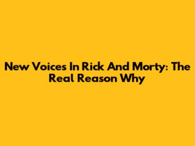 New Voices In Rick And Morty: The Real Reason Why