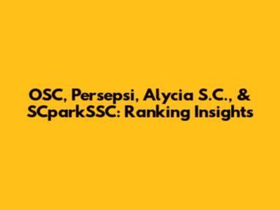 OSC, Persepsi, Alycia S.C., & SCparkSSC: Ranking Insights